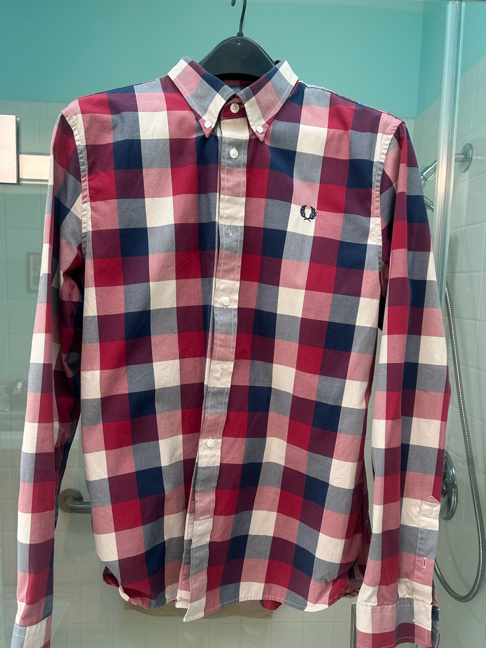 Fred Perry Red, Navy & White Checked Button-Down Shirt